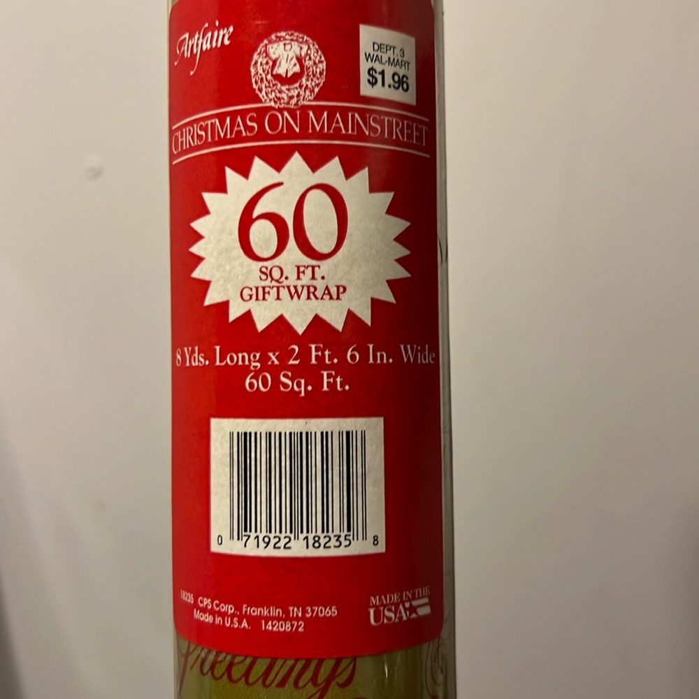 Vintage Christmas Wrapping Paper Roll - 60 square feet Wal-Mart 70’s